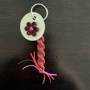 Custom made Keychain with Paper Quilled Flower Tag